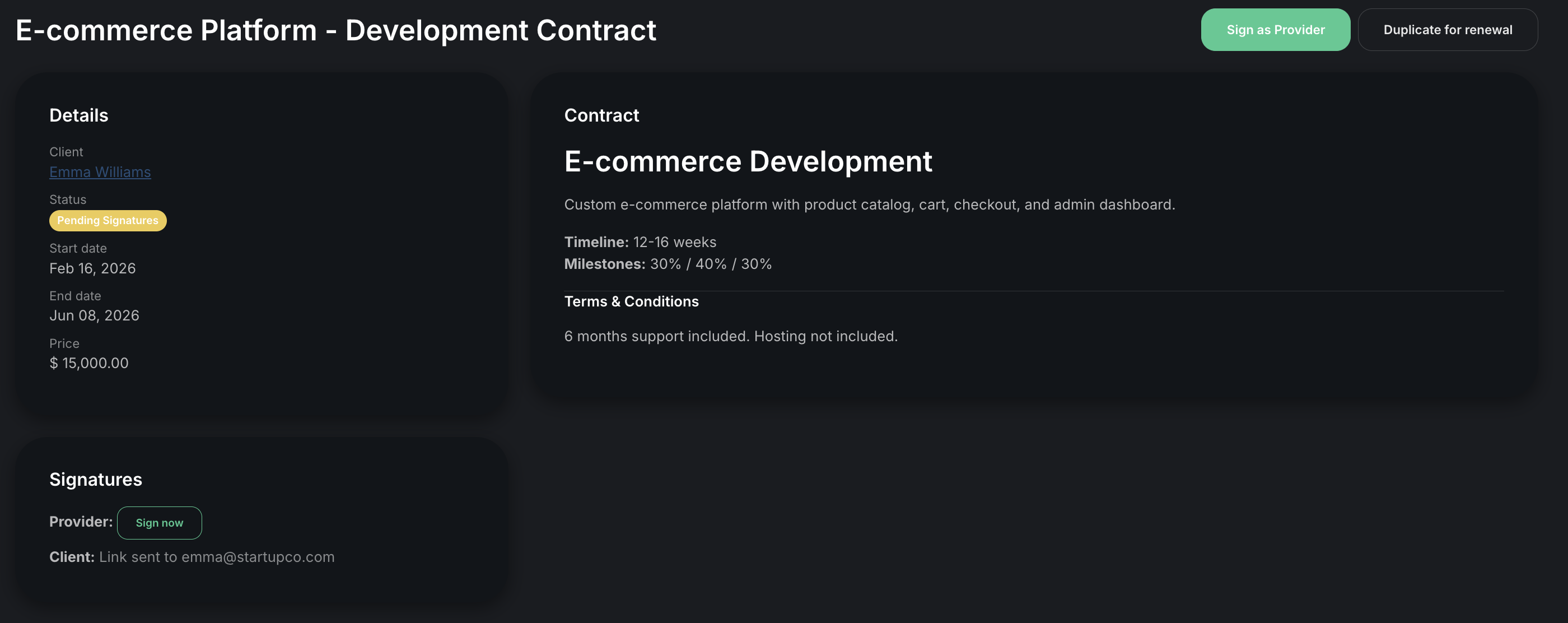 Contracts and electronic signature